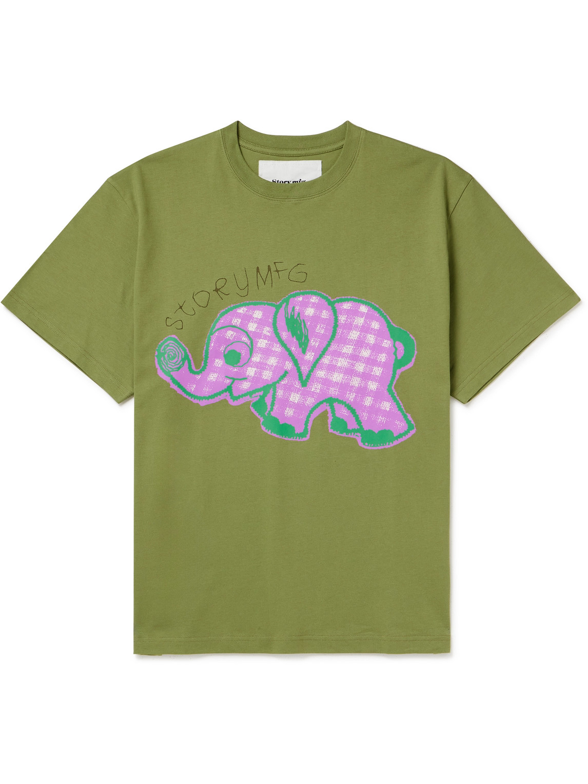 Story Mfg. - Grateful Ele Printed Organic Cotton-Jersey T-Shirt - Men - Green - L von Story Mfg.