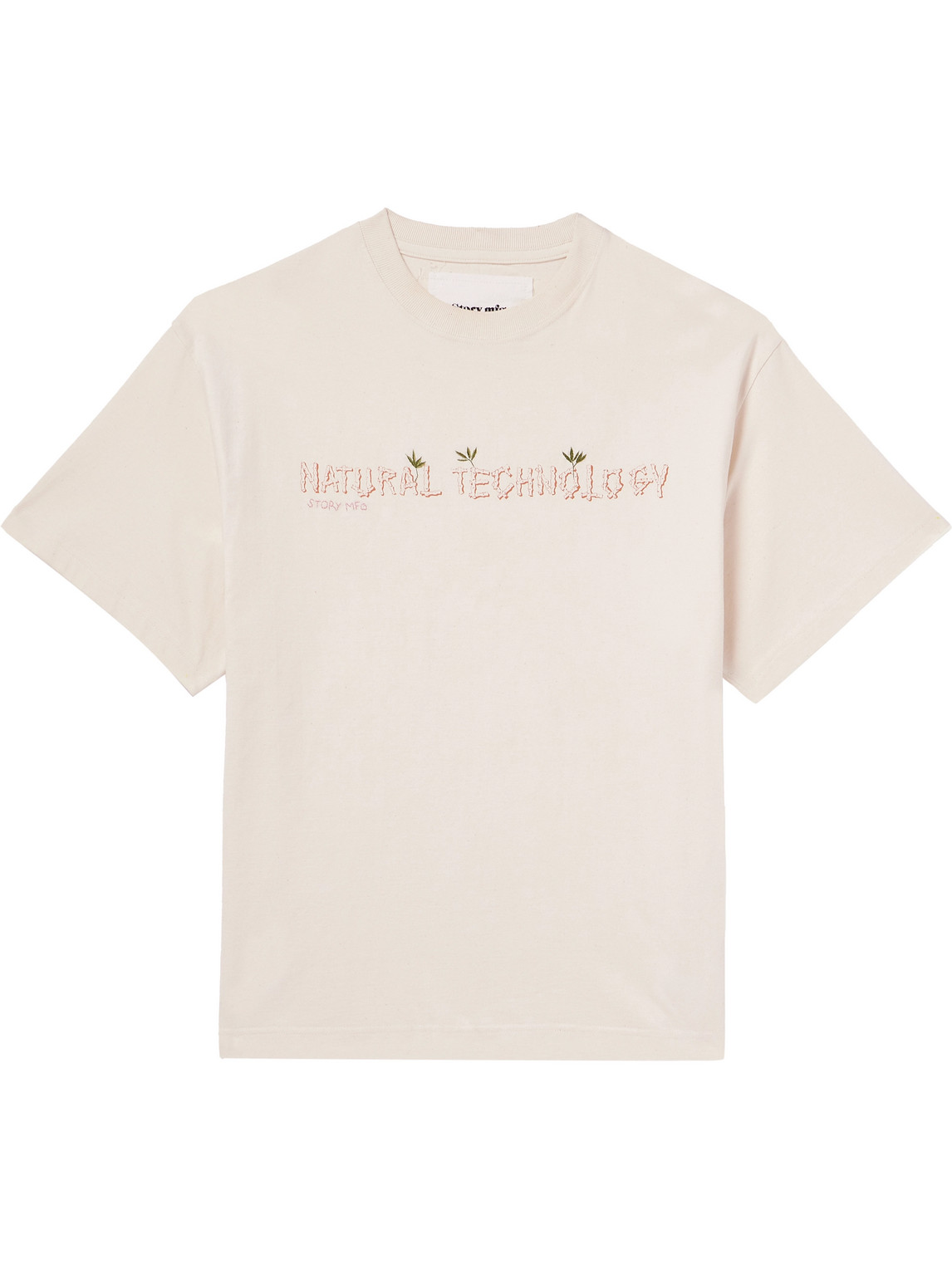 Story Mfg. - Grateful Embroidered Printed Organic Cotton-Jersey T-Shirt - Men - Neutrals - L von Story Mfg.