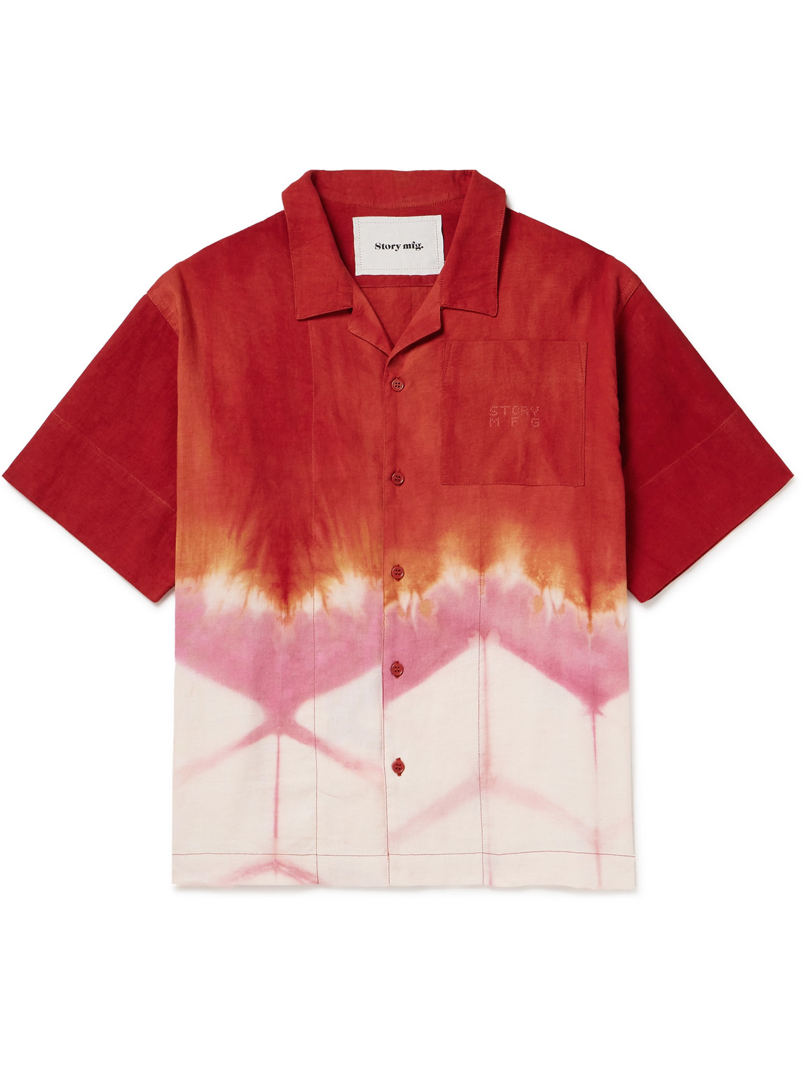 Story Mfg. - Greetings Camp-Collar Tie-Dyed Cotton and Linen-Blend Shirt - Men - Red - M von Story Mfg.