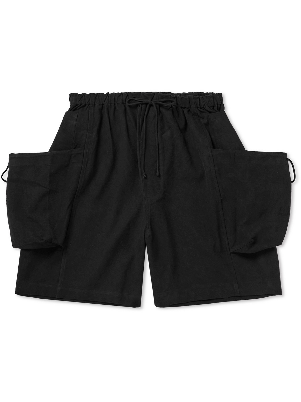 Story Mfg. - Salt Wide-Leg Embroidered Slub Organic Cotton Drawstring Shorts - Men - Black - M von Story Mfg.