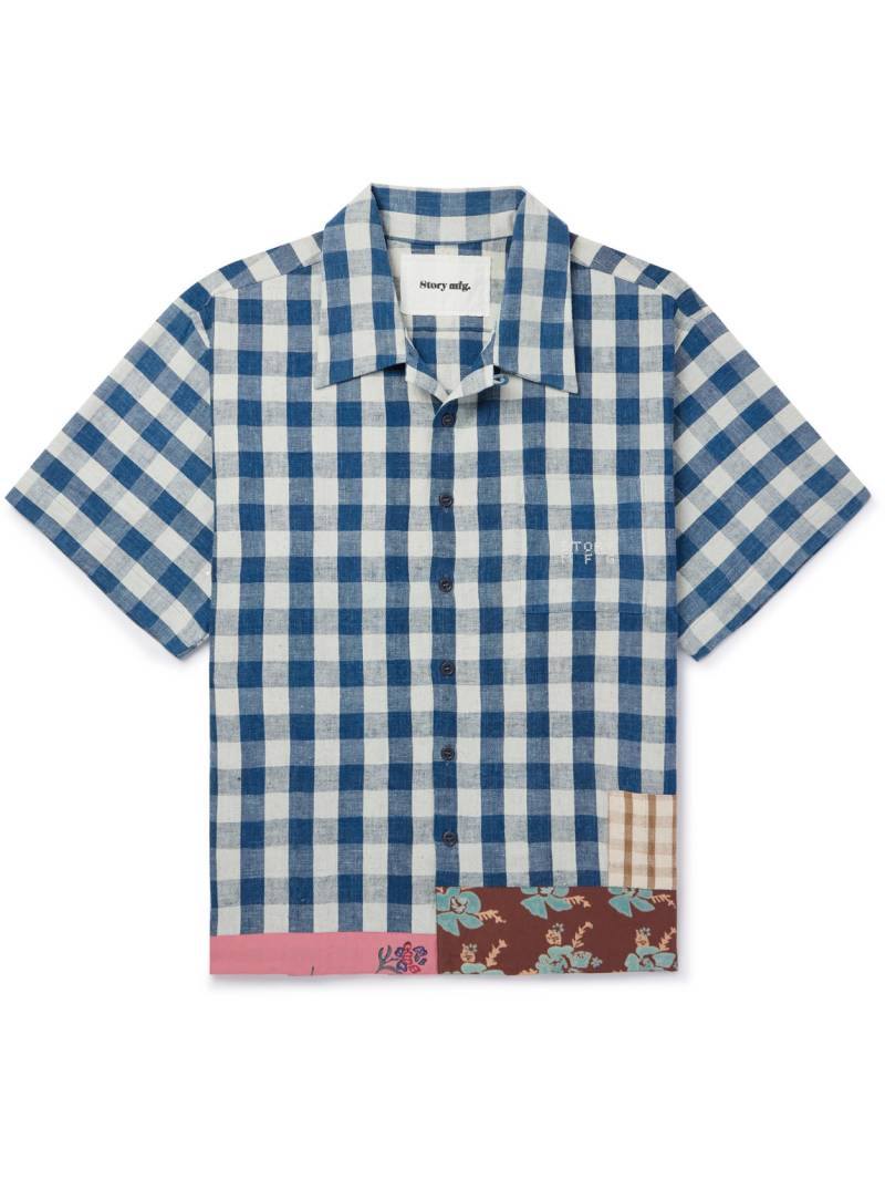 Story Mfg. - Uniform Convertible-Collar Patchwork Organic Cotton Shirt - Men - Blue - M von Story Mfg.