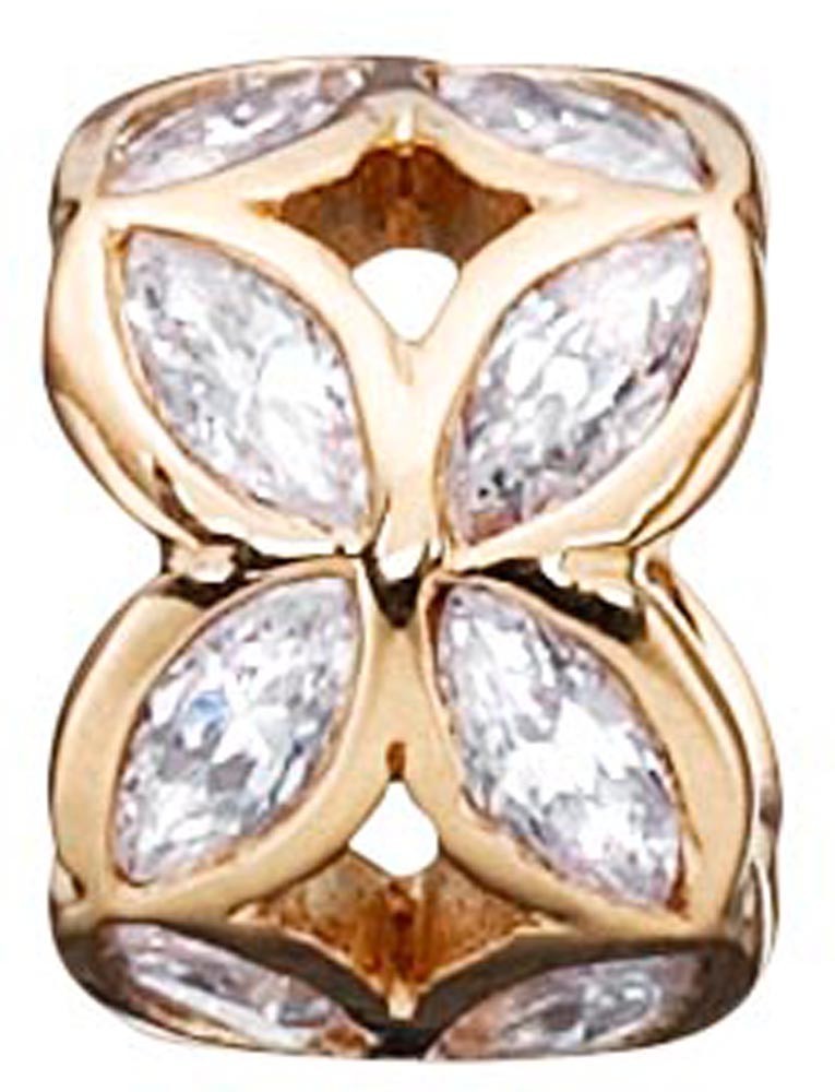 Story Charme Knopf Spacer Blätter Zirkonia Silber vergoldet 5208270 günstig ka von Story by Kranz & Ziegler