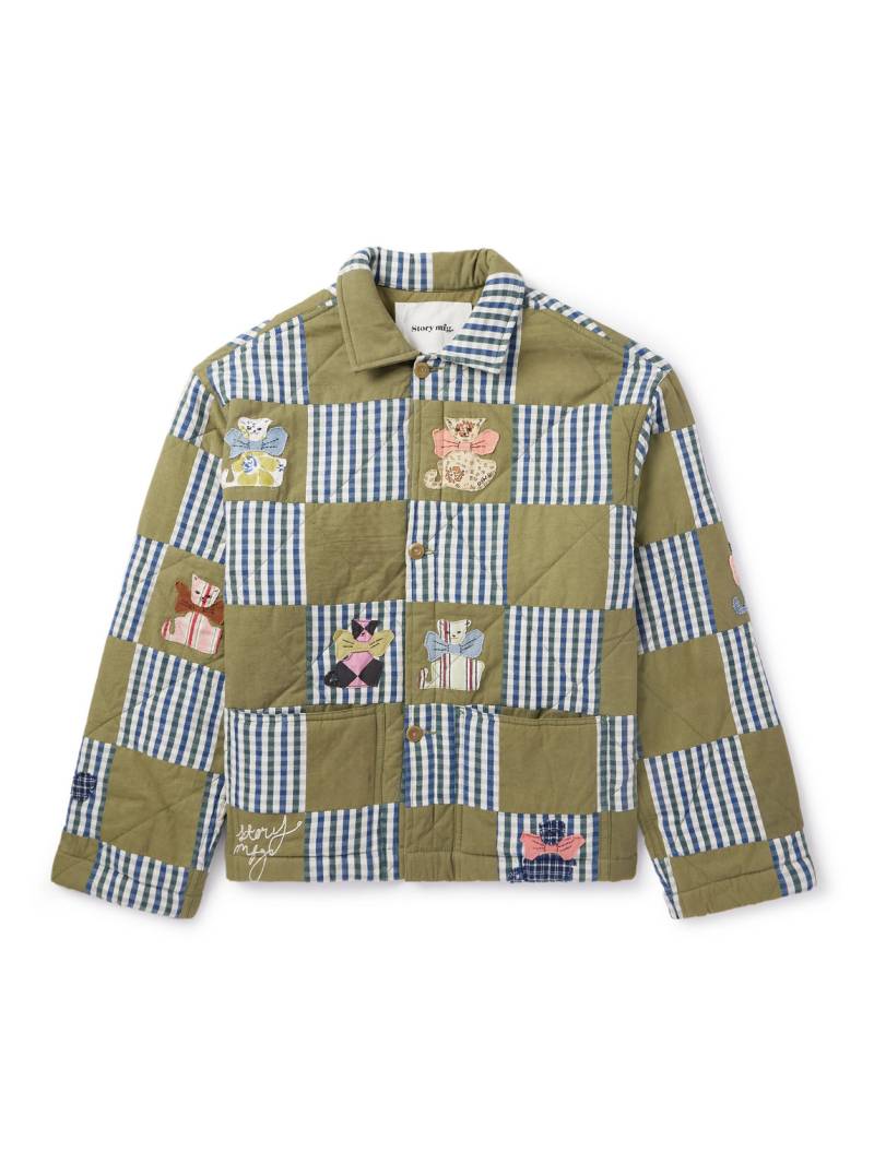 Story mfg. - Short on Time Patchwork Organic Cotton Jacket - Men - Green - L von Story mfg.
