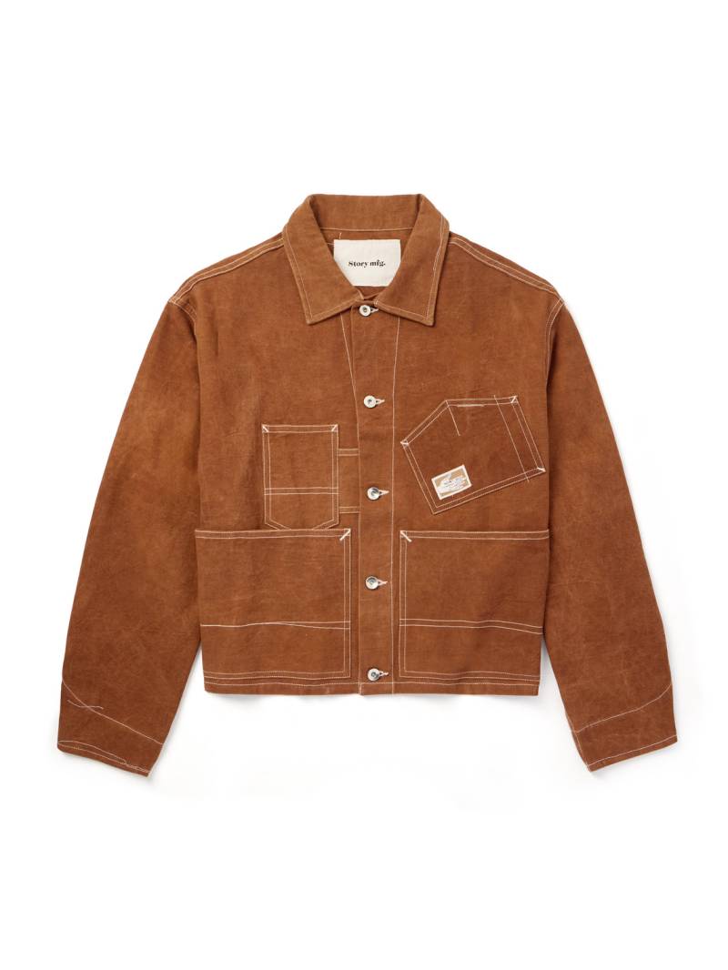 Story mfg. - Station Logo-Appliquéd Organic Cotton-Canvas Jacket - Men - Brown - L von Story mfg.