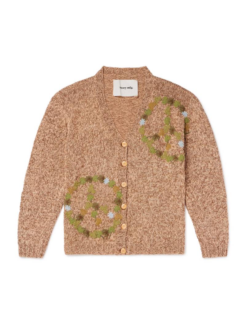 Story mfg. - Twinsun Appliquéd Organic Cotton Cardigan - Men - Orange - S von Story mfg.