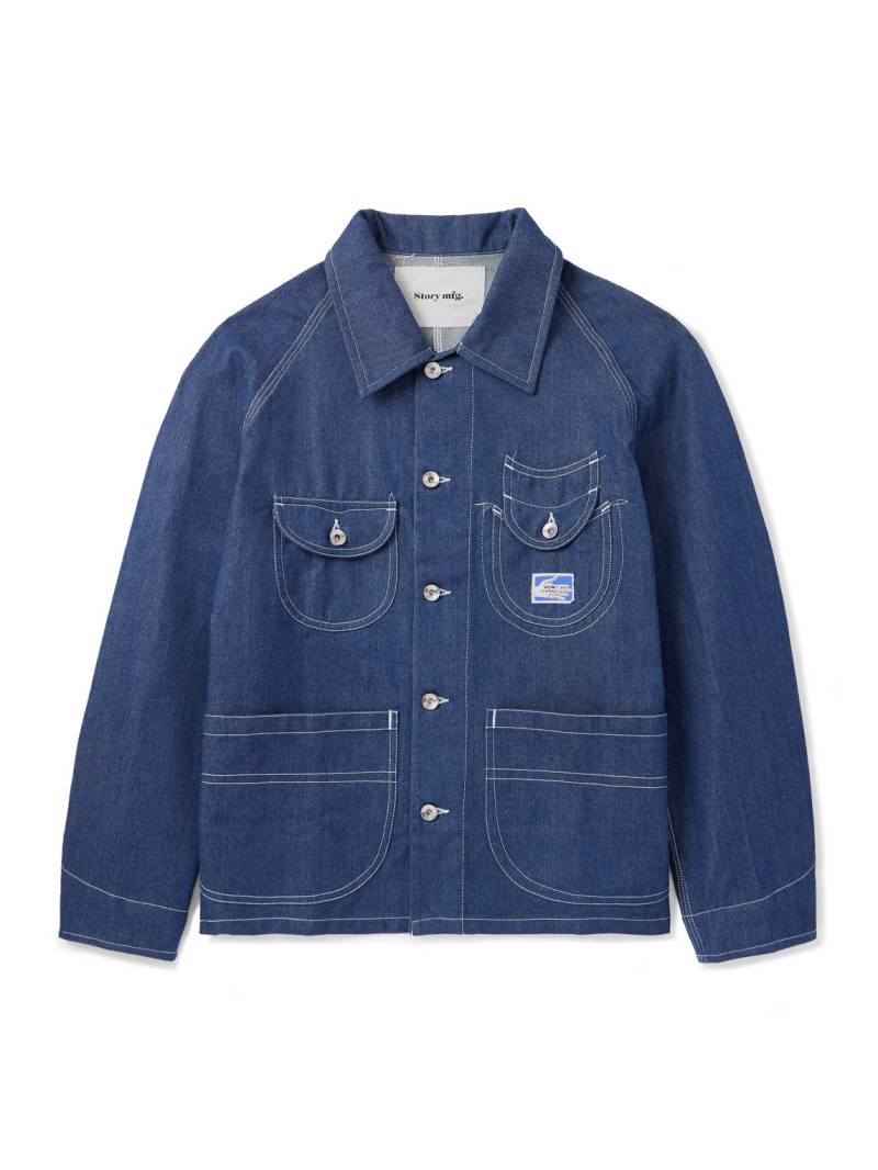 Story mfg. - Wonky-Wear Circuit Indigo-Dyed Organic Denim Jacket - Men - Blue - XS von Story mfg.