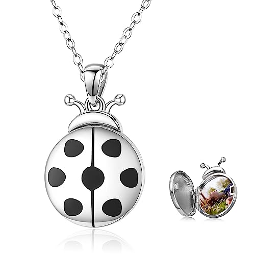 Amulett Zum Öffnen Marienkäfer 925 Sterling Silber Medaillon Foto Kette Geschenk für Kinder Mädchen Damen von StoryEtain