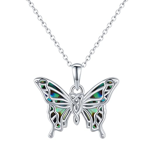 Schmetterling Kette 925 Sterling Silber Keltische Anhänger Halskette Perlmutt Schmuck Geschenk für Freundin Mädchen Frauen Damen von StoryEtain