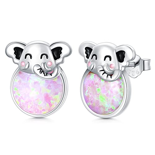 Elefanten Ohrringe 925 Sterling Silber Kinder Ohrstecker Opal Elefant Tiere Schmuck Geschenke für Frauen Mädchen Damen von StoryEtain