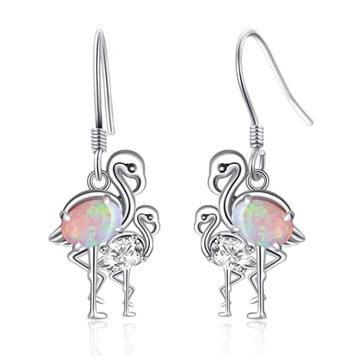 Flamingo Ohrringe 925 Sterling Silber Rosa Opal Flamingo Geschenke Schmuck Geschenke Anhänger für Frauen Braut Freundin Mädchen von StoryEtain