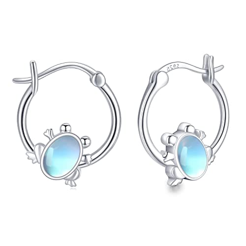Frosch Geschenk für Frauen 925 Sterling Silber Frosch Creolen Ohrringe Frosch Moonstone Ohrringe Tier Schmuck Geschenke für Tierliebhaber Mädchen Kinder von StoryEtain