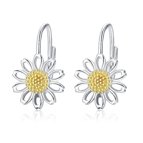 Gänseblümchen Ohrringe 925 Sterling Silber Ohrringe Blume Gänseblümchen Creolen Ohrringe Gänseblümchen Schmuck Geschenk für Blumen Liebhaber Mädchen Damen von StoryEtain