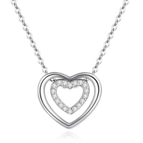 StoryEtain Herz Kette 925 Sterling Silber Herz Anhänger Halskette Schmuck Geschenk für Mädchen Damen von StoryEtain
