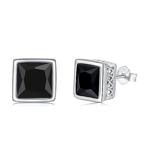 Schwarze Ohrstecker 925 Sterling Silber Schwarze Punk Gothic Ohrringe Schwarzer Schmuck Geschenke für Herren Damen von StoryEtain