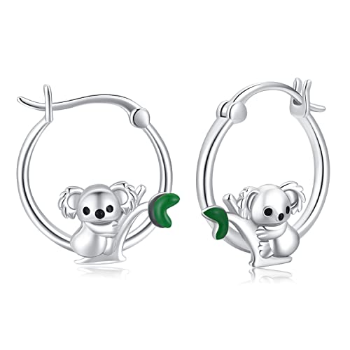 Koala Geschenk für Frauen 925 Sterling Silber Koala Ohrringe Koala Creolen Ohrringe Tier Schmuck Geschenke für Koala Liebhaber Mädchen Mutter von StoryEtain