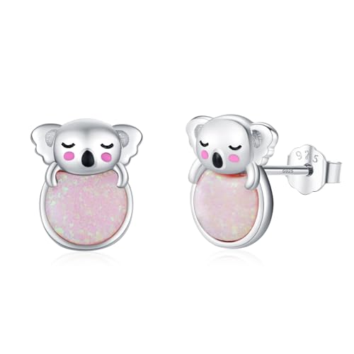 Koala Ohrringe 925 Sterling Silber Koala Opal Ohrstecker Schmuck Geschenk für Kinder Mädchen Damen von StoryEtain