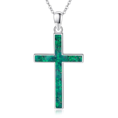 StoryEtain Kreuz Halskette 925 Sterling Silber Malachit Kreuz Anhänger Kette Christliches Schmuck Weihnachts Geschenke für Damen Mädchen von StoryEtain