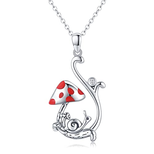 Pilz Halskette Schnecke Anhänger Kette 925 Sterling Silber Tier Schmuck Geschenke für Damen Mädchen Kinde von StoryEtain