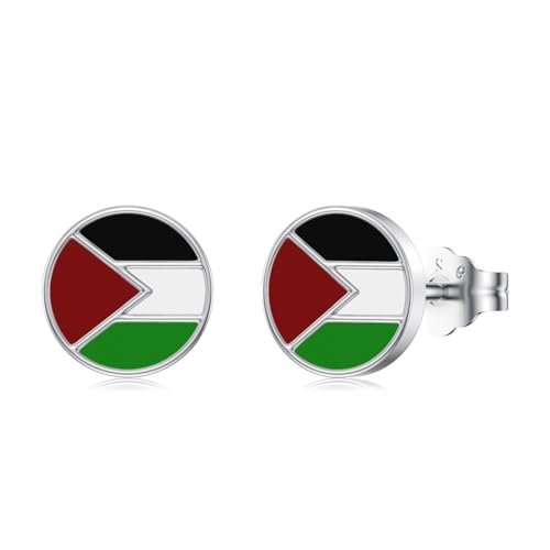 Palästina Flagge Ohrringe 925er-Sterlingsilber Palästina Ohrstecker Palästina Schmuck Geschenke für Palestine Frauen Mädchen 8mm von StoryEtain