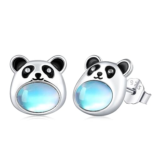 Panda Ohrringe 925 Sterling Silber Mondstein Panda Ohrstecker Panda Bär Schmuck Geschenke für Frauen Mädchen Tochter von StoryEtain