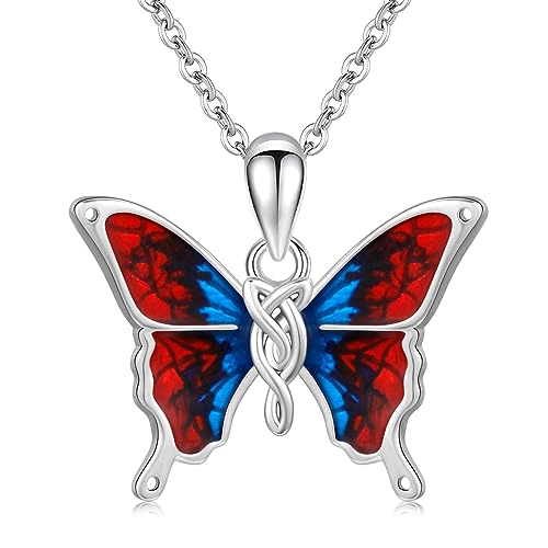 Schmetterling Kette 925 Sterling Silber Schmetterling Halskette Rot Blau Schmetterling Schmuck Geburtstag Geschenke für Frauen Mädchen Damen von StoryEtain