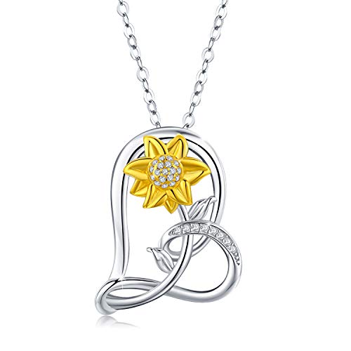 Sonnenblume Kette 925 Sterling Silber Sonnenblume Halskette Herz Sonnenblumen Geschenke Schmuck für Damen Mädchen von StoryEtain