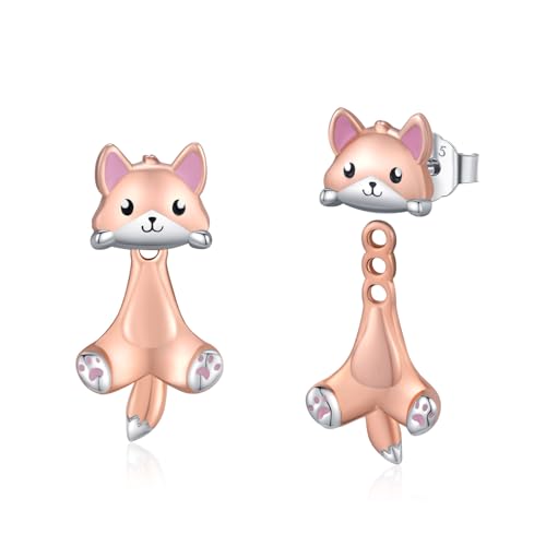 StoryEtain Fuchs Geschenk für Mädchen 925 Sterling Silber Fuchs Ohrstecker Fuchs Kuscheltier Ohrringe Fuchs Schmuck für Fuchsliebhaber Frauen Kinder von StoryEtain