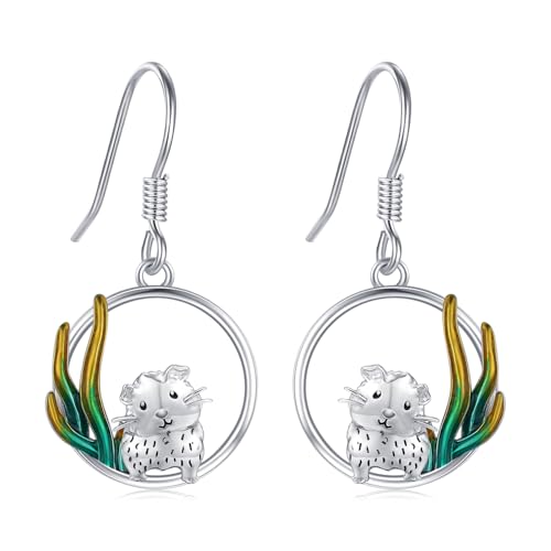 StoryEtain Hamster Ohrringe 925er Sterling Silber Hängend Meerschweinchen Tropfen Ohrringe Tier Schmuck Hamster Geschenke für Mädchen Kinder von StoryEtain
