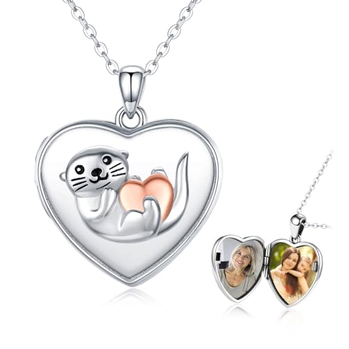 StoryEtain Herz Medaillon Kette 925 Sterling Silber Personalisierter Foto Anhänger Foto Gravur Kette Fotobox Schmuck Geschenk für Mädchen Frauen Kinder von StoryEtain