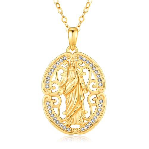 StoryEtain Jesus Kette 925 Sterling Silber Jesus Anhänger Halskette Christin Schmuck Geburtstag Geschenke für Damen von StoryEtain