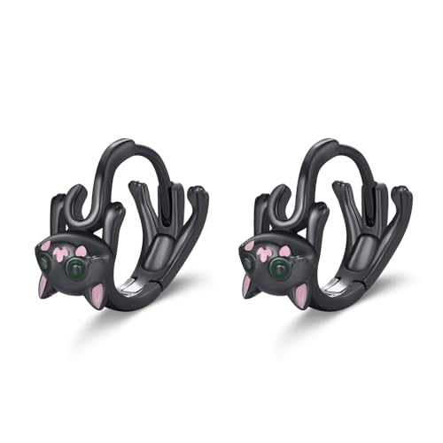 StoryEtain Katzen Creolen Ohrringe 925 Silber Schwarze Katzenohr Huggie Hoop Ohrringe Hypoallergene Ohrringe Tier Schmuck Geschenke für Mädchen Frauen Katzenliebhaber StoryEtain Katzen Creolen Ohrringe 925 Silber Schwarze Katzenohr Huggie Hoop Ohrringe Hypoallergene Ohrringe Tier Schmuck Geschenke für Mädchen Frauen Katzenliebhaber von StoryEtain