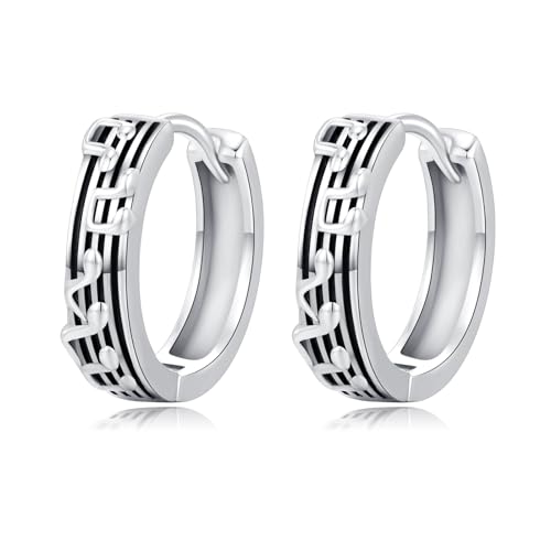 StoryEtain Musiknoten Creolen 925 Sterling Silber Ohrringe für Mädchen - Personalisierte Schmuckgeschenke für Frauen zum Muttertag von StoryEtain