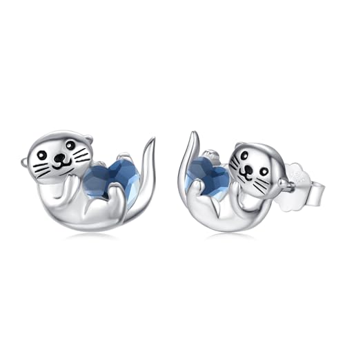 StoryEtain Otter Ohrstecker 925 Sterling Silber Seeotter Ohrstecker Haustier Ohrringe Damen Schmuck Geschenk für Mädchen Frauen Otterliebhaber von StoryEtain
