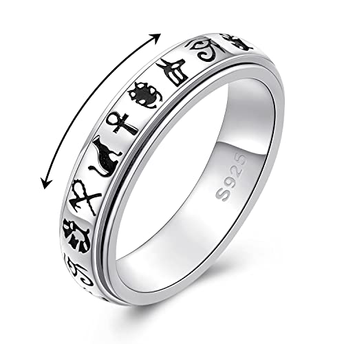 Ägypten Auge der Horusringe 925 Sterling Silber Angst Ring für Frauen Spinner Ring Rune Schutz Schmuck Geschenke für Männer Mädchen von StoryMidir