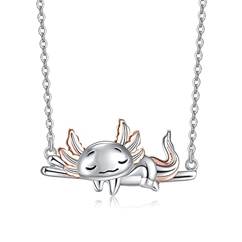 Axolotl Halskette Süßer Schlafsalamander Halskette für Frauen Mädchen 925 Sterling Silber Tier Anhänger Lazy Mexican Axolotl Schmuck Geschenk von StoryMidir