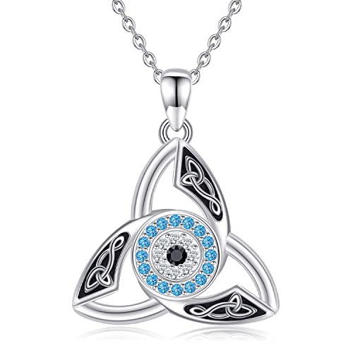 Evil Eye Halskette 925 Sterling Silber Keltischer Knoten Halskette Blauer Zirkon Evil Eye Anhänger Irische Halskette Keltischer Schmuck Geschenke für Damen Männer von StoryMidir