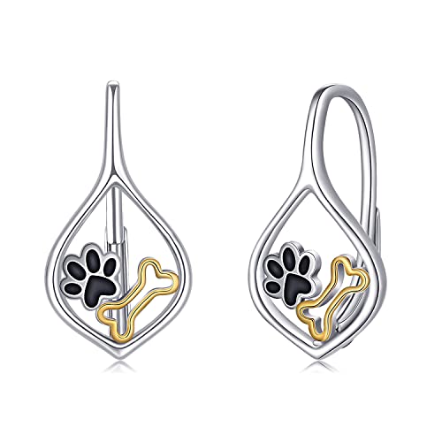 Hundepfote Ohrringe für Frauen 925 Sterling Silber Hundeknochen Ohrringe Tierhund Haustier Tropfen Dangle Hebel Ohrringe Katzenhundpfoten Paw Print Schmuck für Frauen Mädchen von StoryMidir