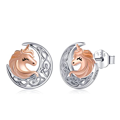 Keltische Mond Ohrringe 925 Sterling silber Einhorn Ohrstecker irischer keltischer Schmuck Geschenke für Frauen und Mädchen von StoryMidir