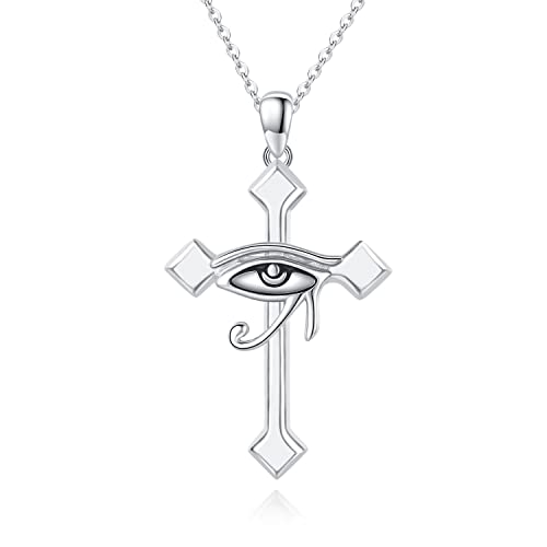 Kreuz-Halskette für Damen und Herren, 925er Sterlingsilber, Auge des Horus-Anhängers, Halskette, Ägypten-Schutz, Schmuck, Geschenke von StoryMidir