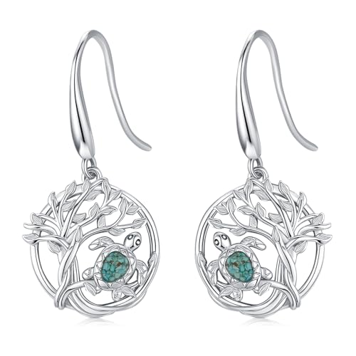 Lebensbaum Ohrringe für Frauen Schildkröten Ohrhänger 925 Sterling silber hypoallergen Stammbaum türkisfarbene Meeresschildkröten Ohrringe Schmuckgeschenke von StoryMidir