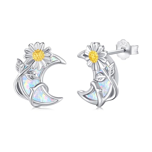 Mond Gänseblümchen Ohrringe für Frauen Mutter 925 Sterling silber hypoallergen Gänseblümchen Opal Mond Ohrstecker Schmuck Geschenke von StoryMidir