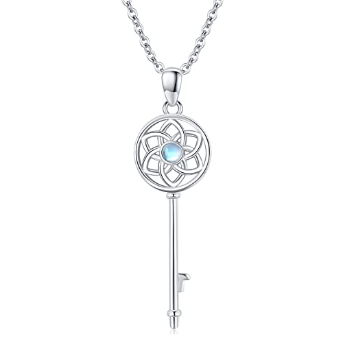 Schlüssel Halskette 925 Sterling Splitter Mondstein Celtic Knot Schlüssel Anhänger Charm-Schmuck Delicate Geschenk Geburtstag/Weihnachten/Muttertags geschenk für Ehefrau Freundin Mutter Tochter von StoryMidir