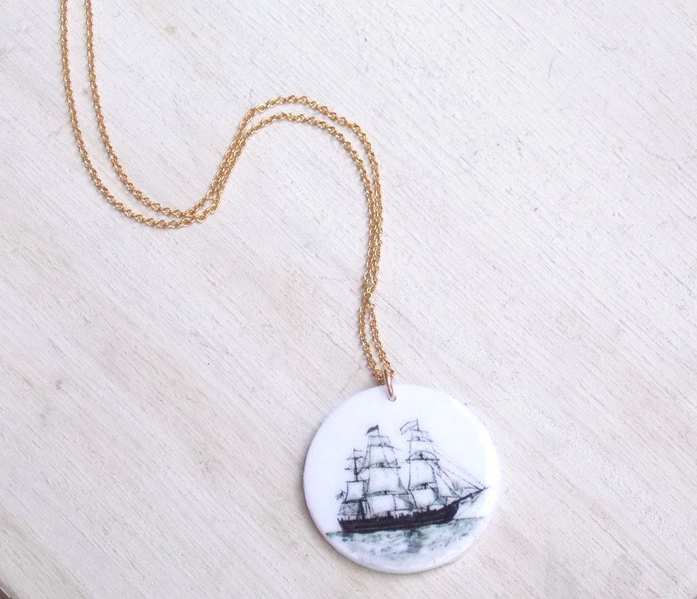 Schiff Kette, Segel Kette Silber, Gold, Anhänger, Strand Großsegler, Ozean Schiff Kette, Segel Kette Silber, Gold, Anhänger, Strand Großsegler, Ozean von StorytimeArtStudio