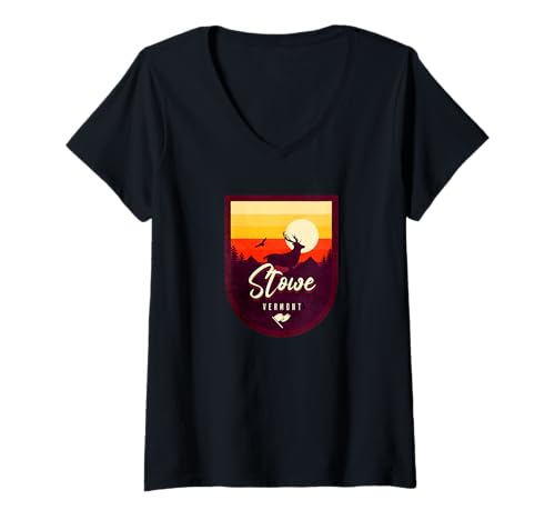 Damen Stowe Vermont Souvenir/Stowe T-Shirt mit V-Ausschnitt von Stowe Vermont Souvenir Store