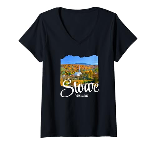 Damen Stowe Vermont Souvenir/Stowe T-Shirt mit V-Ausschnitt von Stowe Vermont Souvenir Store