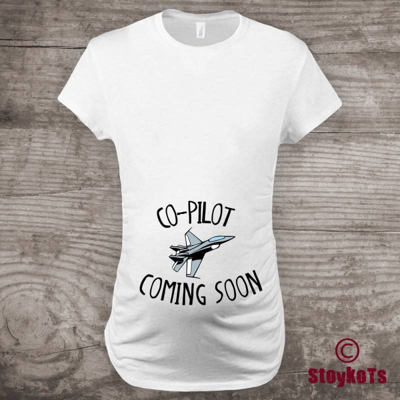 Mutterschaft T-Shirt Babymitteilung Neues Baby Co Pilot F15 Jet Flugzeug Shirt Personalisierte Urlaub Geschenkideen Benutzerdefinierte von StoykoTs