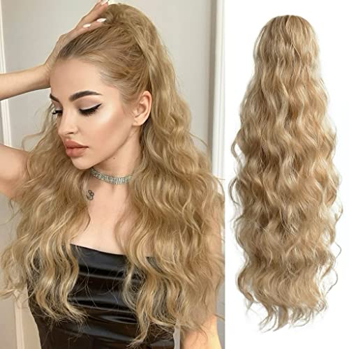 Strrid Pferdeschwanz, blonde Haarverlängerung mit Clips, 55,8 cm, gewelltes Kunsthaar, Haarverlängerung mit Clips, für Frauen, 150 g, Mischung d von StrRid