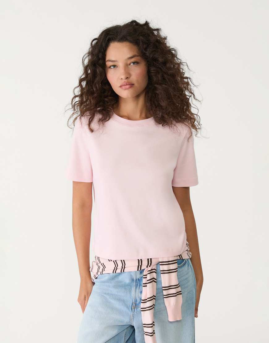 Stradivarius - 2er-Pack schwere Basic-T-Shirts in Rosa mit regulärer Passform Stradivarius - 2er-Pack schwere Basic-T-Shirts in Rosa mit regulärer Passform von Stradivarius