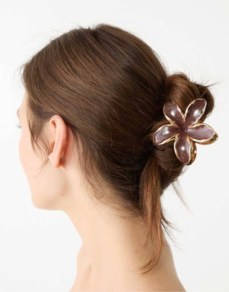 Stradivarius - 3er-Pack Blumen-Haarklammern in Braun von Stradivarius