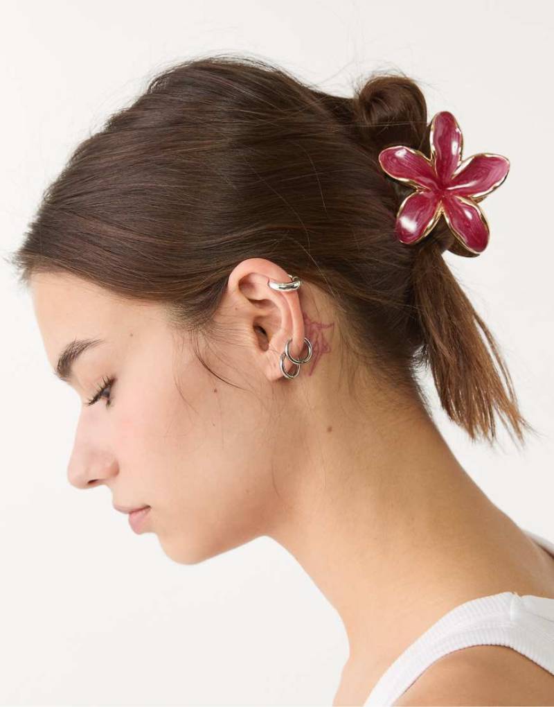Stradivarius - 3er-Pack Blumen-Haarklammern in Fuchsia-Rosa von Stradivarius